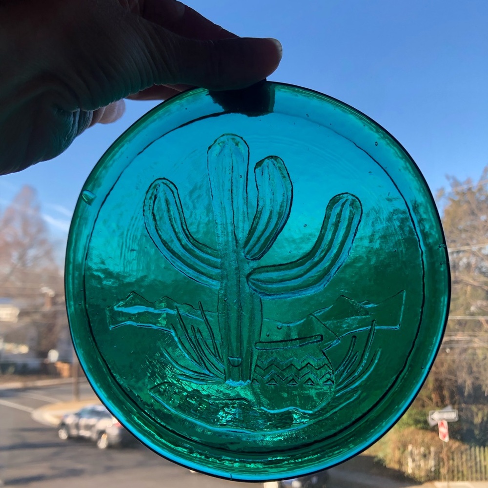 Cactus Design Pressed Glass Suncatcher